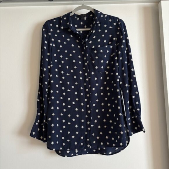 100% silk J. CREW Tick Tock Clock Silk Blouse size 2 - Picture 3 of 8